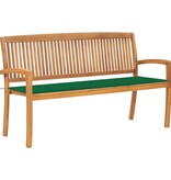 VidaXL Tuinbank stapelbaar met kussen 159 cm massief teakhout