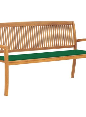 VidaXL Tuinbank stapelbaar met kussen 159 cm massief teakhout