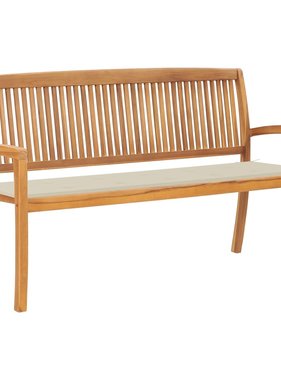 VidaXL Tuinbank stapelbaar met kussen 159 cm massief teakhout