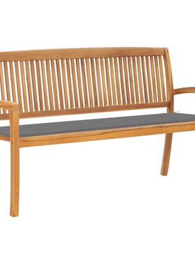 VidaXL Tuinbank stapelbaar met kussen 159 cm massief teakhout