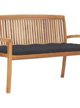 VidaXL Tuinbank stapelbaar met kussen 128,5 cm massief teakhout