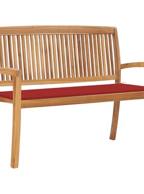 VidaXL Tuinbank stapelbaar met kussen 128,5 cm massief teakhout