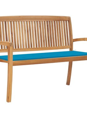 VidaXL Tuinbank stapelbaar met kussen 128,5 cm massief teakhout