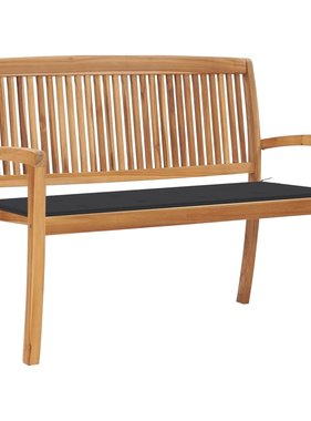 VidaXL Tuinbank stapelbaar met kussen 128,5 cm massief teakhout