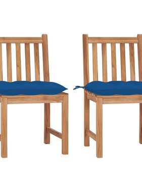 VidaXL Tuinstoelen 2 st met kussens massief teakhout