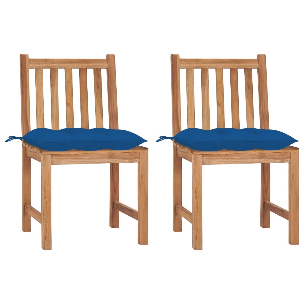 VidaXL Tuinstoelen 2 st met kussens massief teakhout