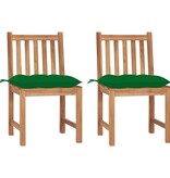 VidaXL Tuinstoelen 2 st met kussens massief teakhout