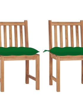 VidaXL Tuinstoelen 2 st met kussens massief teakhout