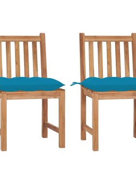VidaXL Tuinstoelen 2 st met kussens massief teakhout