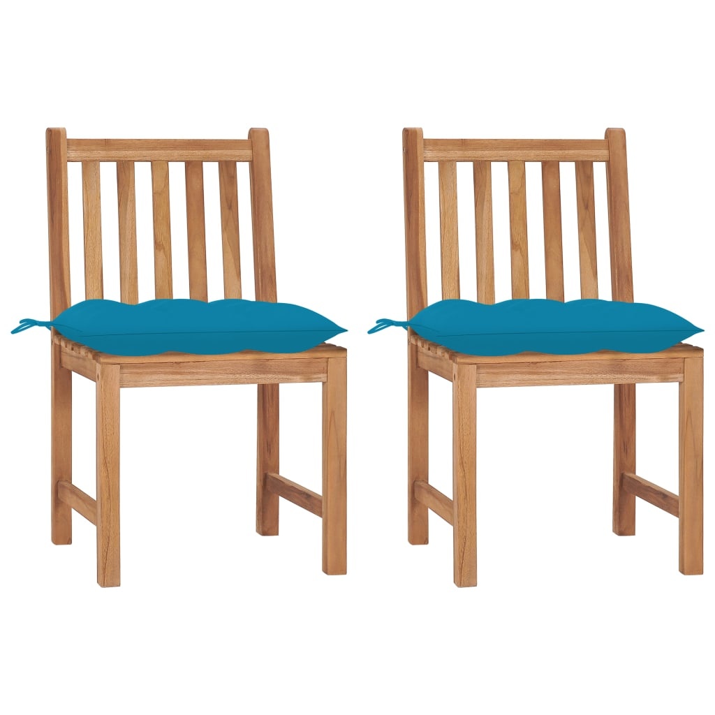 VidaXL Tuinstoelen 2 st met kussens massief teakhout