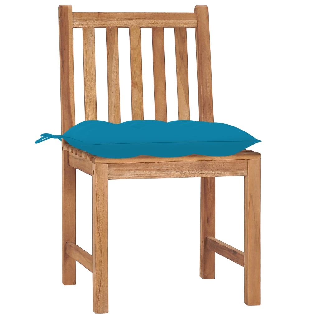 VidaXL Tuinstoelen 2 st met kussens massief teakhout