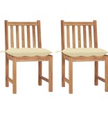 VidaXL Tuinstoelen 2 st met kussens massief teakhout