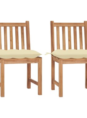 VidaXL Tuinstoelen 2 st met kussens massief teakhout