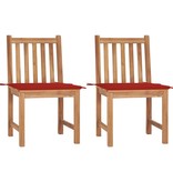 VidaXL Tuinstoelen 2 st met kussens massief teakhout