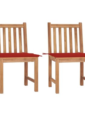 VidaXL Tuinstoelen 2 st met kussens massief teakhout
