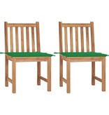 VidaXL Tuinstoelen 2 st met kussens massief teakhout