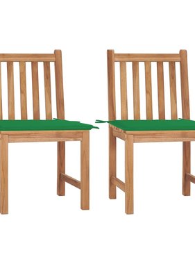 VidaXL Tuinstoelen 2 st met kussens massief teakhout