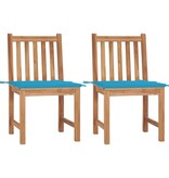 VidaXL Tuinstoelen 2 st met kussens massief teakhout
