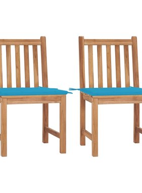 VidaXL Tuinstoelen 2 st met kussens massief teakhout