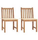 VidaXL Tuinstoelen 2 st met kussens massief teakhout