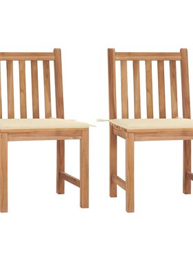 VidaXL Tuinstoelen 2 st met kussens massief teakhout