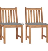 VidaXL Tuinstoelen 2 st met kussens massief teakhout