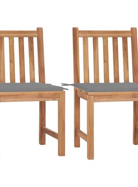 VidaXL Tuinstoelen 2 st met kussens massief teakhout