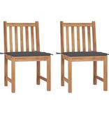VidaXL Tuinstoelen 2 st met kussens massief teakhout