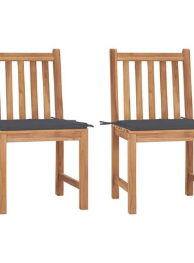 VidaXL Tuinstoelen 2 st met kussens massief teakhout