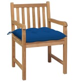 VidaXL Tuinstoelen 2 st met blauwe kussens massief teakhout