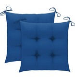 VidaXL Tuinstoelen 2 st met blauwe kussens massief teakhout