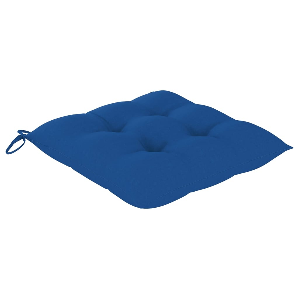 VidaXL Tuinstoelen 2 st met blauwe kussens massief teakhout