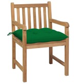 VidaXL Tuinstoelen 2 st met groene kussens massief teakhout