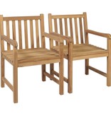 VidaXL Tuinstoelen 2 st met groene kussens massief teakhout