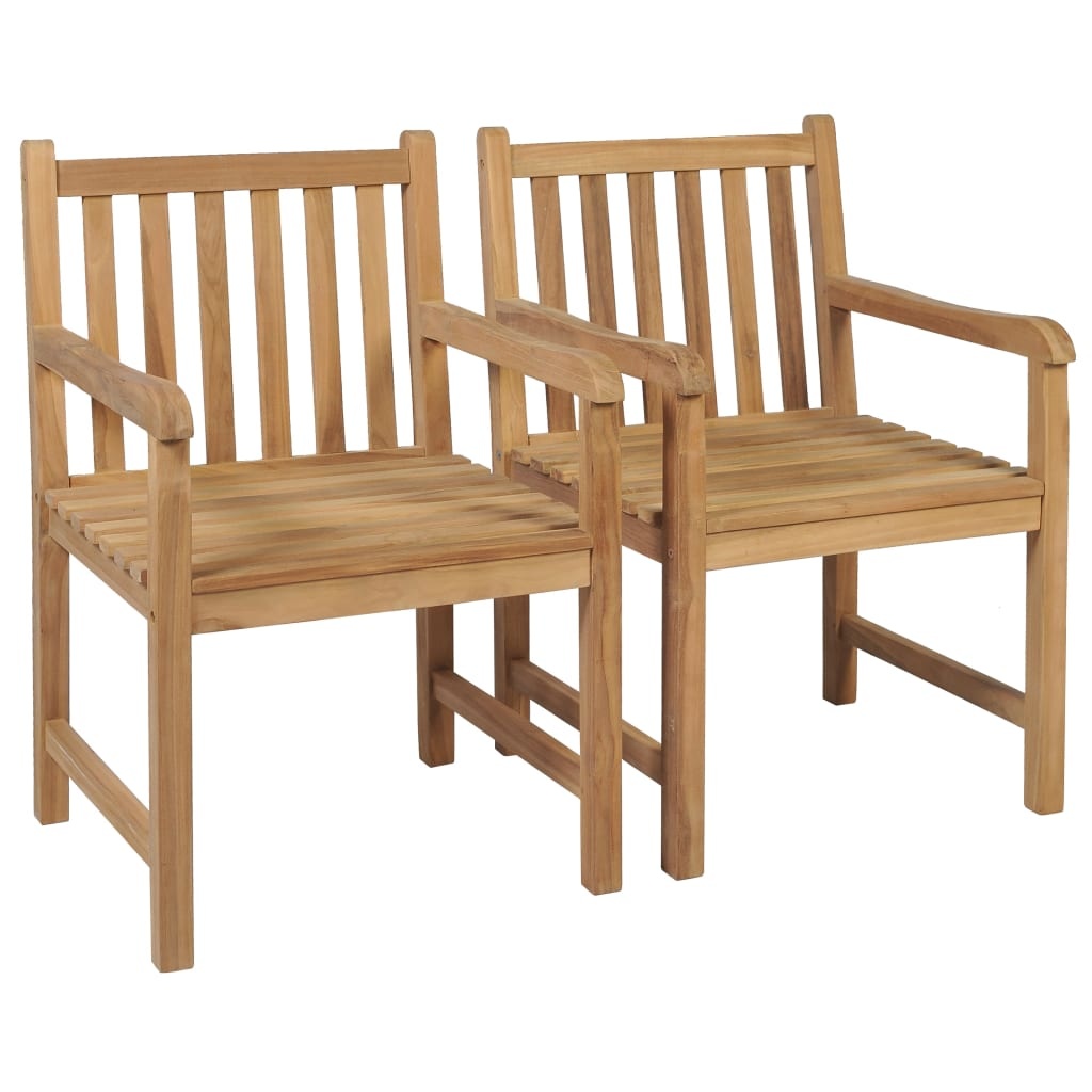 VidaXL Tuinstoelen 2 st met groene kussens massief teakhout