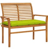 VidaXL Tuinbank met heldergroen kussen 112 cm massief teakhout