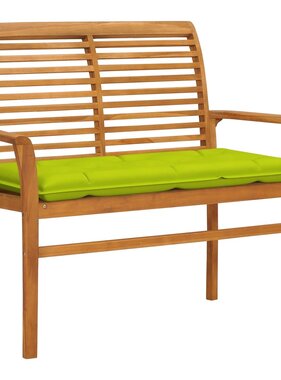 VidaXL Tuinbank met heldergroen kussen 112 cm massief teakhout