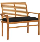 VidaXL Tuinbank met zwart kussen 112 cm massief teakhout