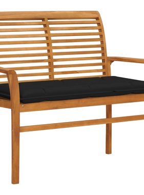 VidaXL Tuinbank met zwart kussen 112 cm massief teakhout