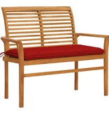 VidaXL Tuinbank met rood kussen 112 cm massief teakhout