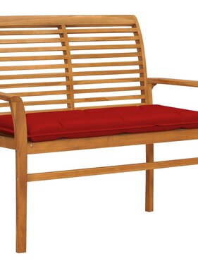 VidaXL Tuinbank met rood kussen 112 cm massief teakhout