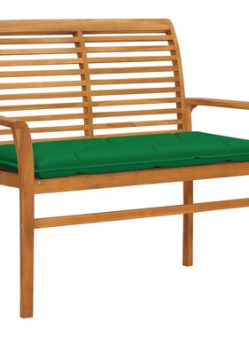VidaXL Tuinbank met groen kussen 112 cm massief teakhout