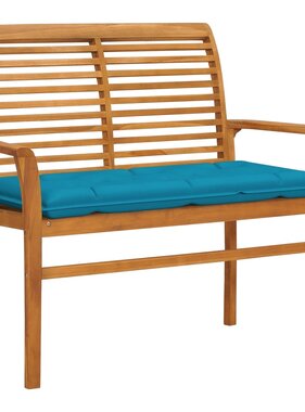 VidaXL Tuinbank met lichtblauw kussen 112 cm massief teakhout