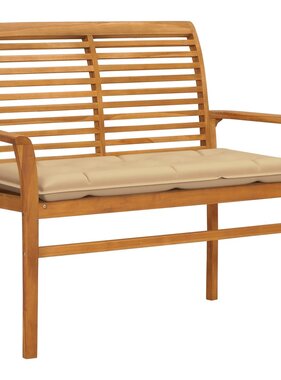 VidaXL Tuinbank met beige kussen 112 cm massief teakhout