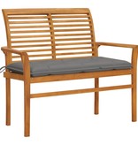 VidaXL Tuinbank met grijs kussen 112 cm massief teakhout