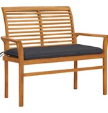 VidaXL Tuinbank met antracietkleurig kussen 112 cm massief teakhout
