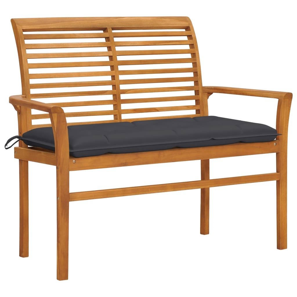VidaXL Tuinbank met antracietkleurig kussen 112 cm massief teakhout