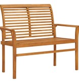 VidaXL Tuinbank met grijs geruit kussen 112 cm massief teakhout