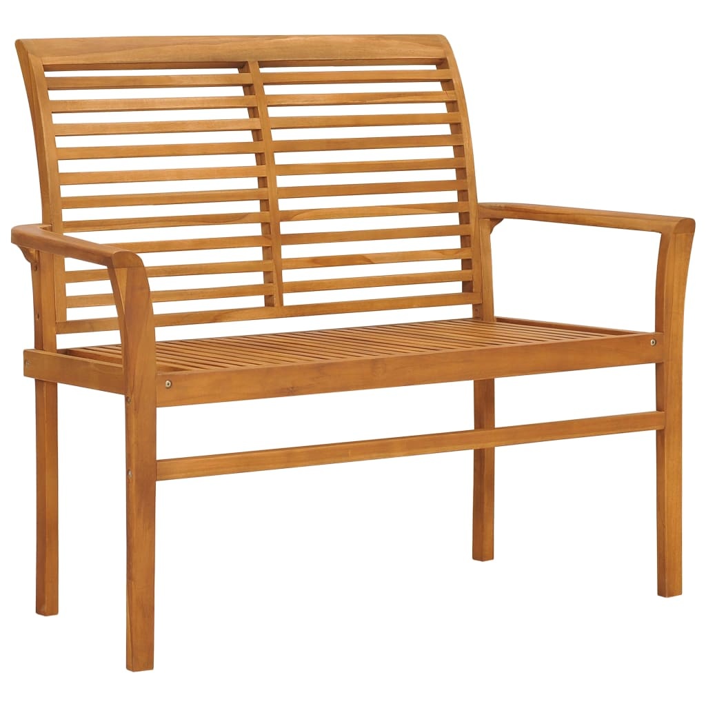VidaXL Tuinbank met grijs geruit kussen 112 cm massief teakhout