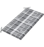 VidaXL Tuinbank met grijs geruit kussen 112 cm massief teakhout